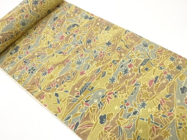 アンティーク　田舎風景模様　着尺反物